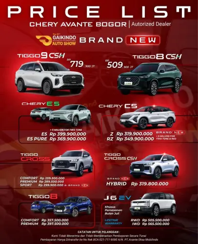 Pricelist Harga Chery garut 2025